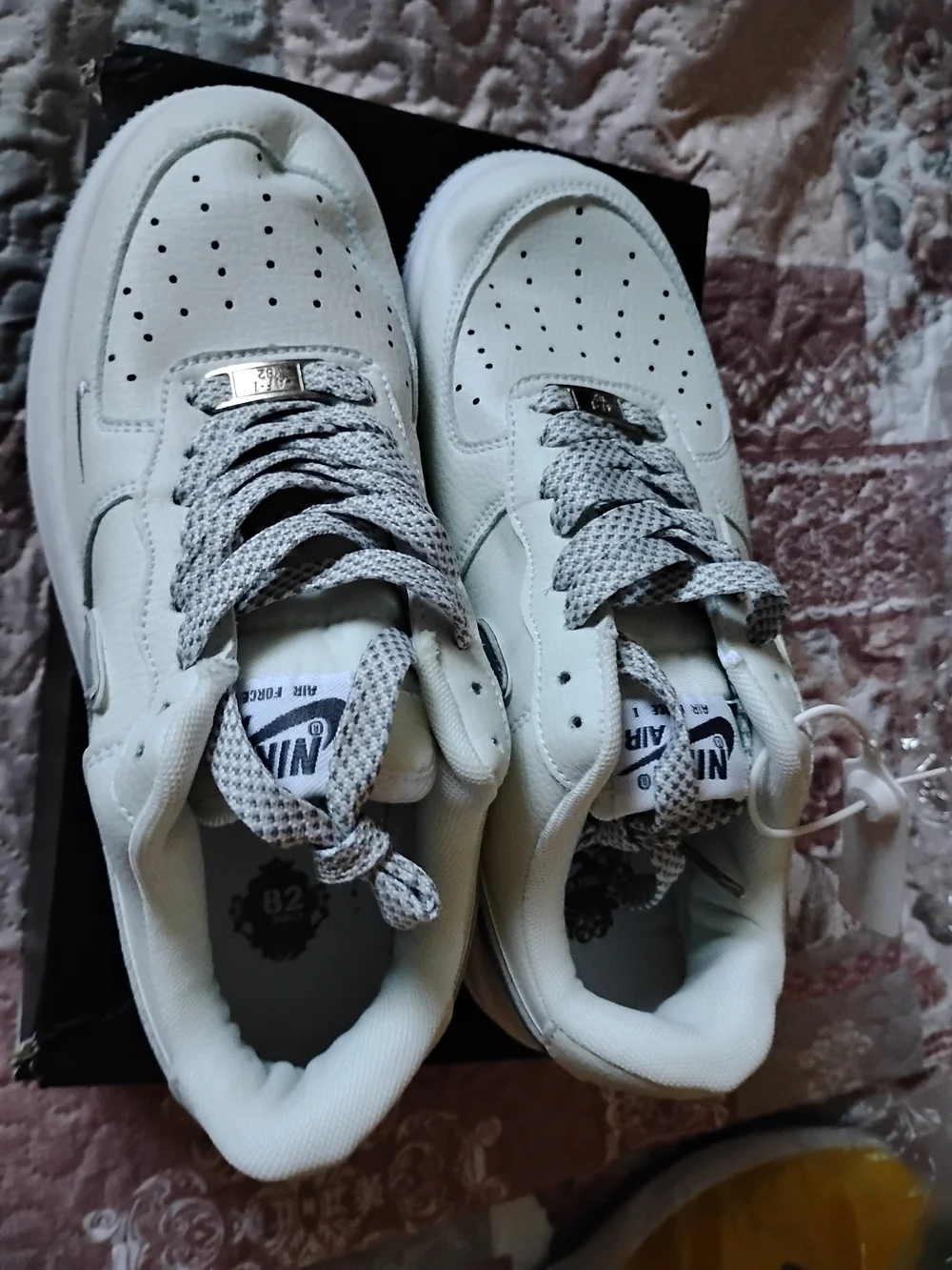 White and Light Gray Men's Athletic Sneakers